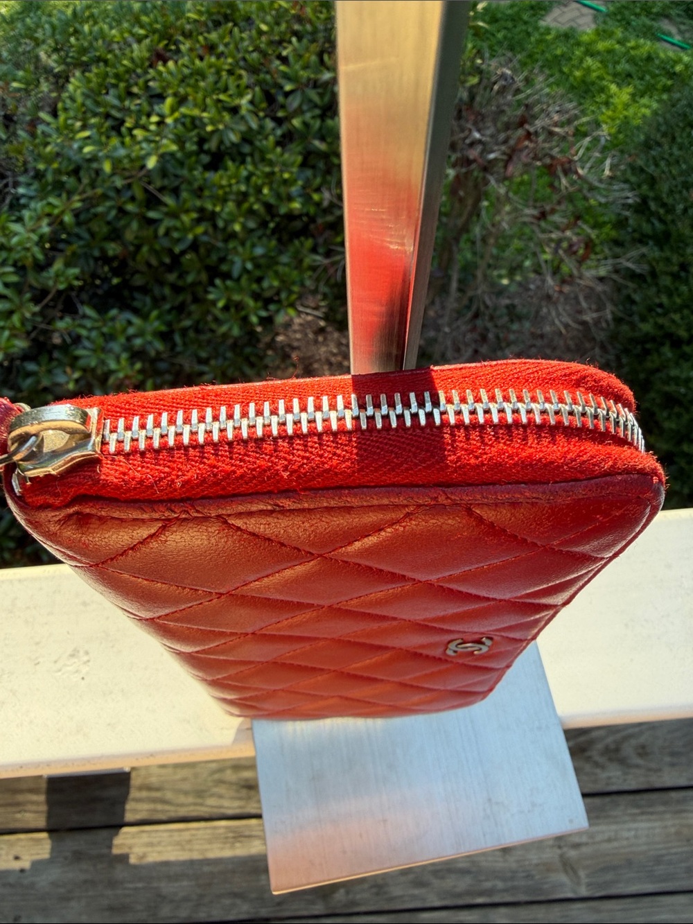 CHANEL Authenticated Quilted Caviar Leather Zip-Around Wallet in Burgundy/red - Picture 7 of 17